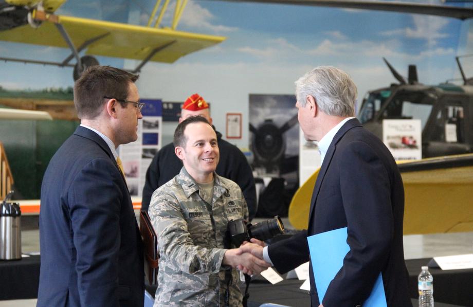 April 2019 - Senator Hoeven hosts a National Guard event in Fargo.